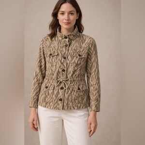 Animal Print Jacket Utility with Shimmer  Size 14/ Chicos 2.5